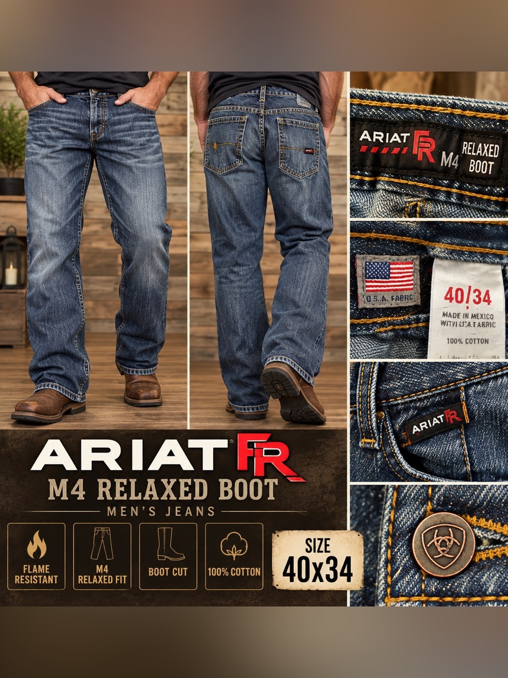 Ariat FR M4 Relaxed Boot Jeans Men’s 40x34 Flame Resistant Bootcut